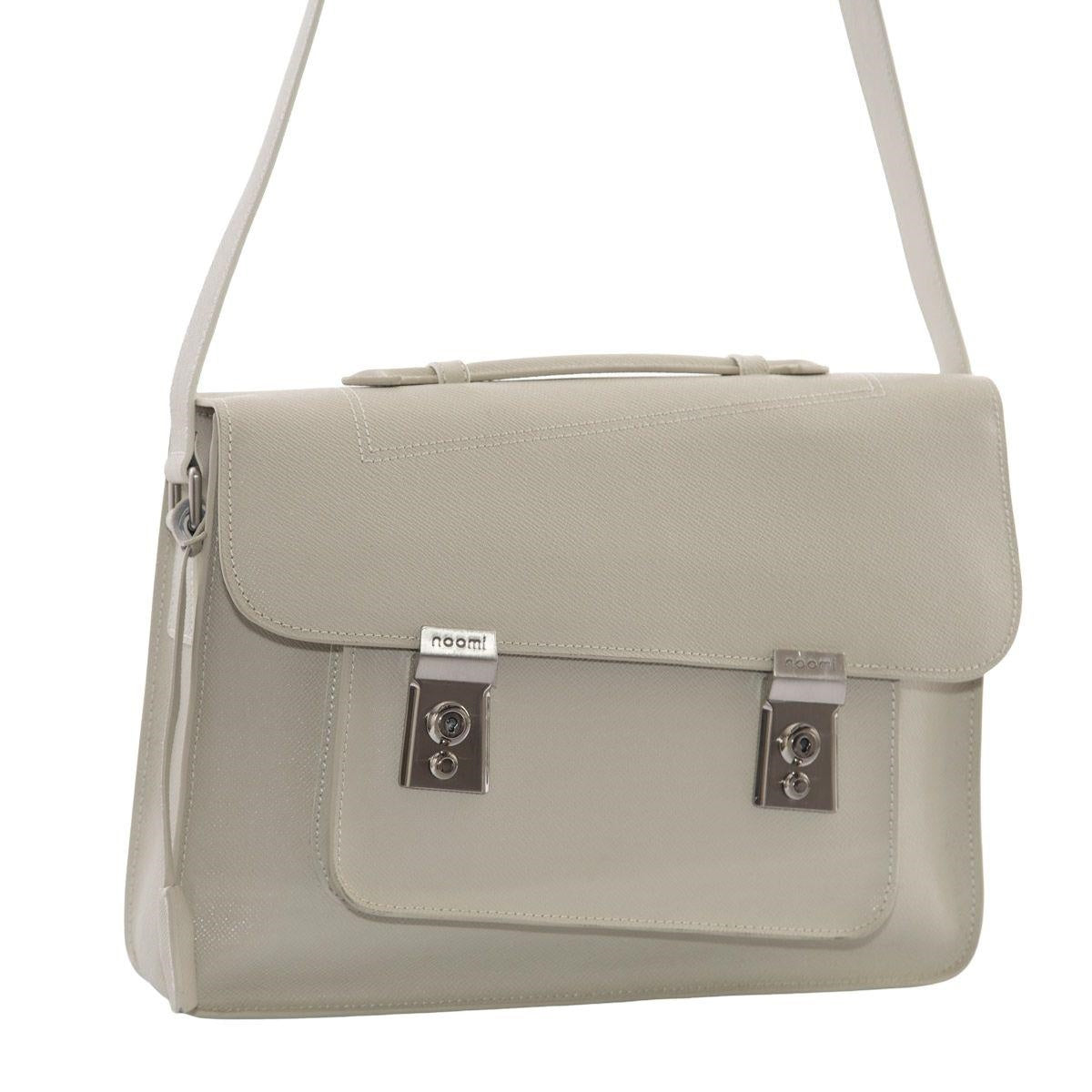 Cartella a tracolla beige in pelle Ester, 36x10x26 cm