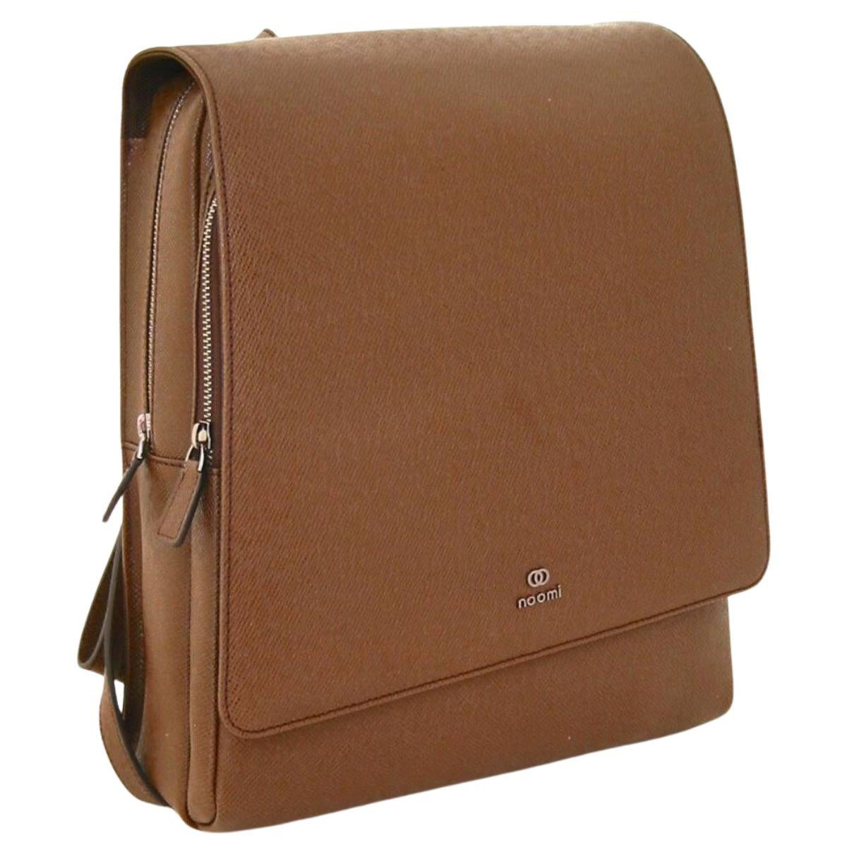 Zaino in pelle cuoio con pattina, 30x11x37 cm