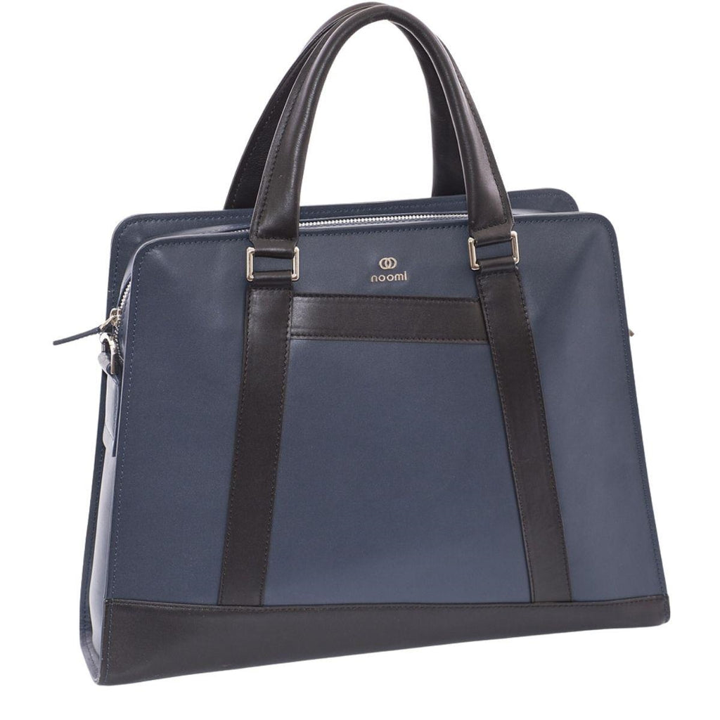 Borsa portadocumenti in pelle blu e nera con tracolla, 40x8x30 cm