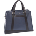 Borsa portadocumenti in pelle blu e nera con tracolla, 40x8x30 cm