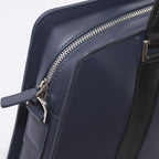 Borsa portadocumenti in pelle blu e nera con tracolla, 40x8x30 cm