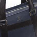 Borsa portadocumenti in pelle blu e nera con tracolla, 40x8x30 cm