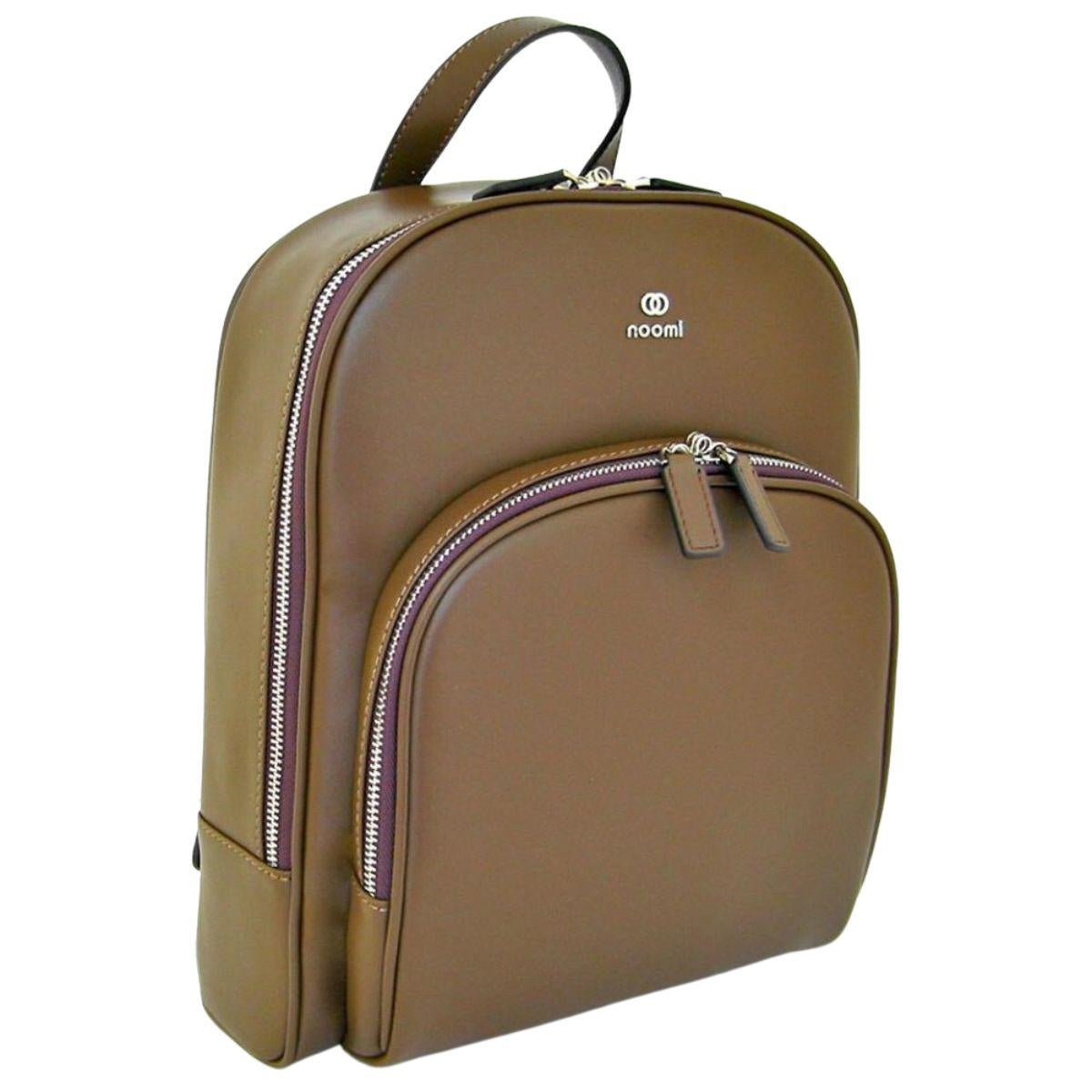 Zaino in pelle arrotondato con tasca frontale e maniglia, 32x12x27 cm
