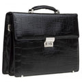 Cartella nera in pelle stampa cocco King, 42x12H31 cm
