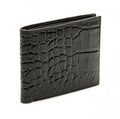Portafoglio da uomo in pelle nera stampa cocco, 11,5x9 cm