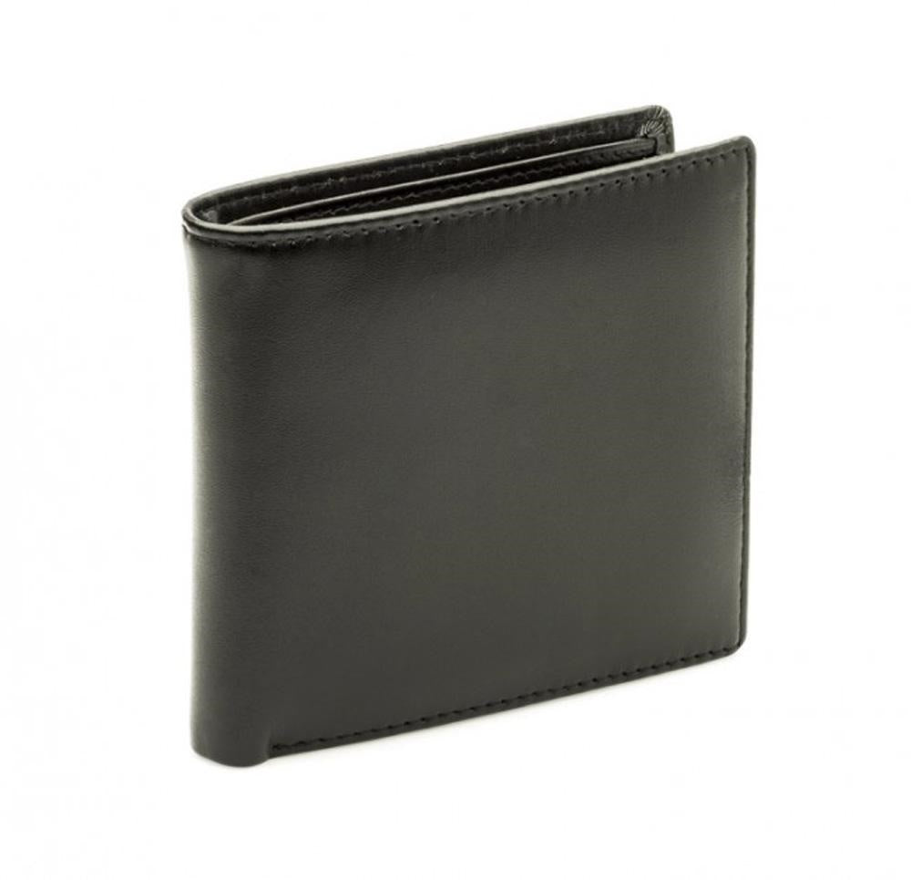 Portafoglio da uomo in pelle nera liscia, 11,5x9 cm