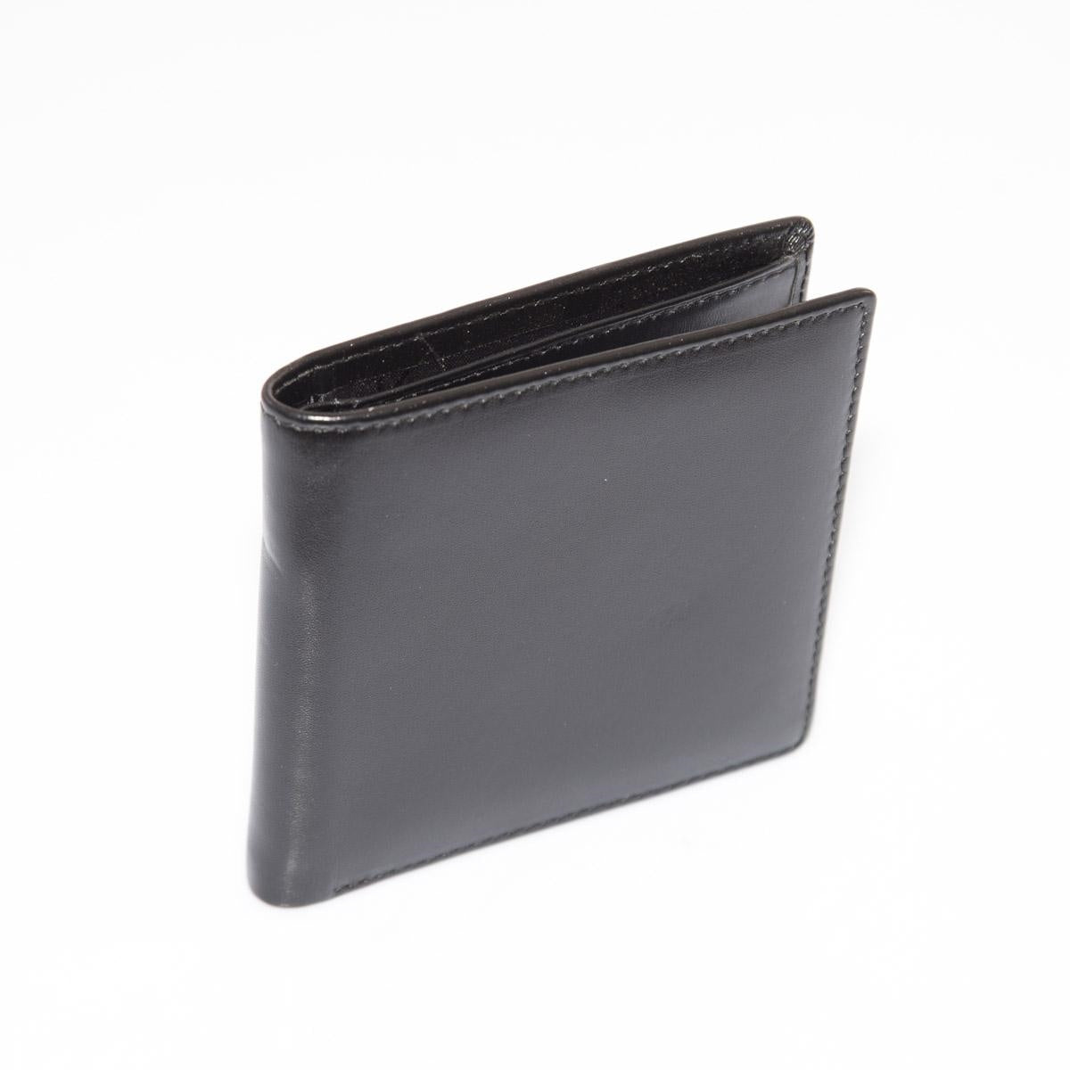 Portafoglio da uomo in pelle nera liscia, 10,5x11 cm
