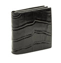 Portafoglio da uomo verticale in pelle nera stampa cocco, 10,5x11 cm
