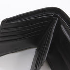Portafoglio da uomo in pelle nera liscia con portamonete, 10,5x11 cm