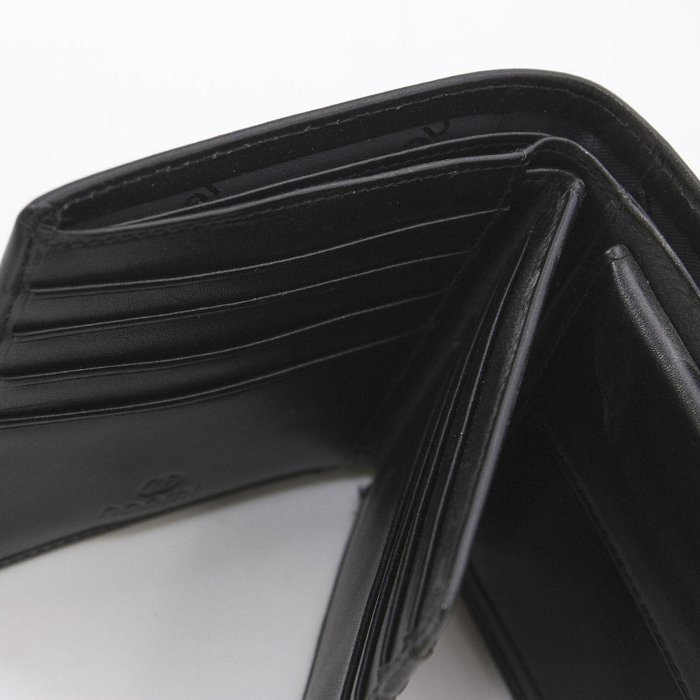 Portafoglio da uomo in pelle nera liscia con portamonete, 10,5x11 cm