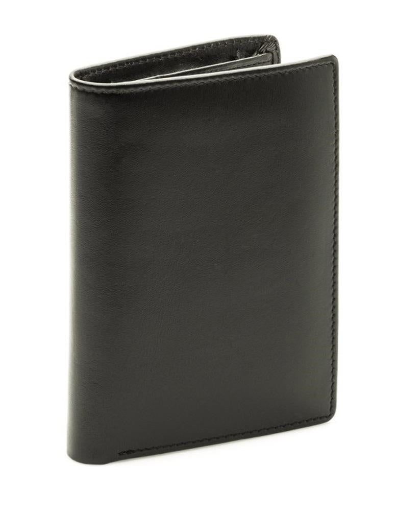 Portafoglio da uomo verticale in pelle nera liscia, 12,5x9 cm