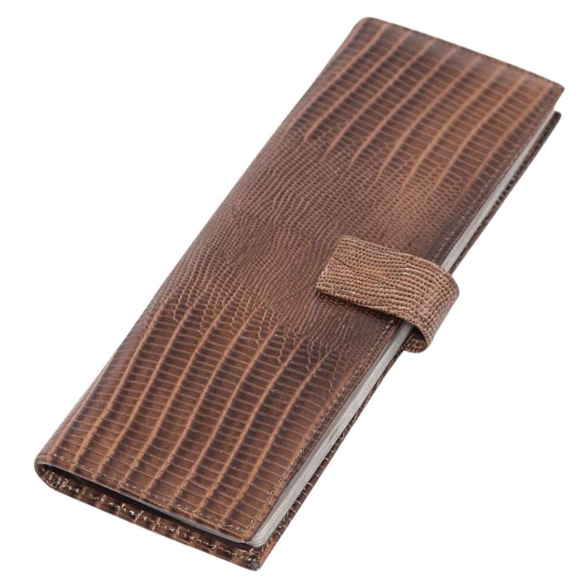 Portacarte in pelle marrone, 8x21 cm