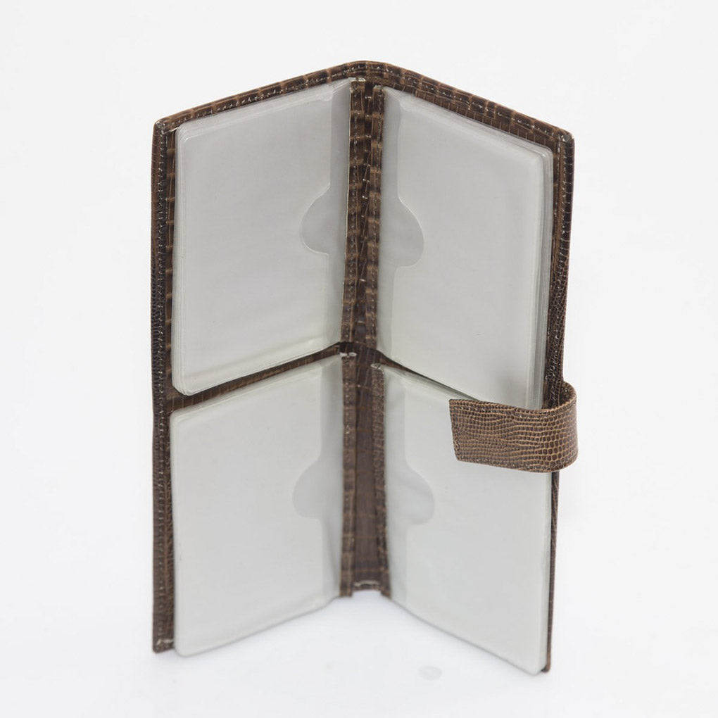 Portacarte in pelle marrone, 8x21 cm