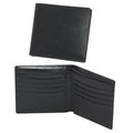 Portafoglio da uomo in pelle nera con otto scomparti per carte, 12x9,5 cm