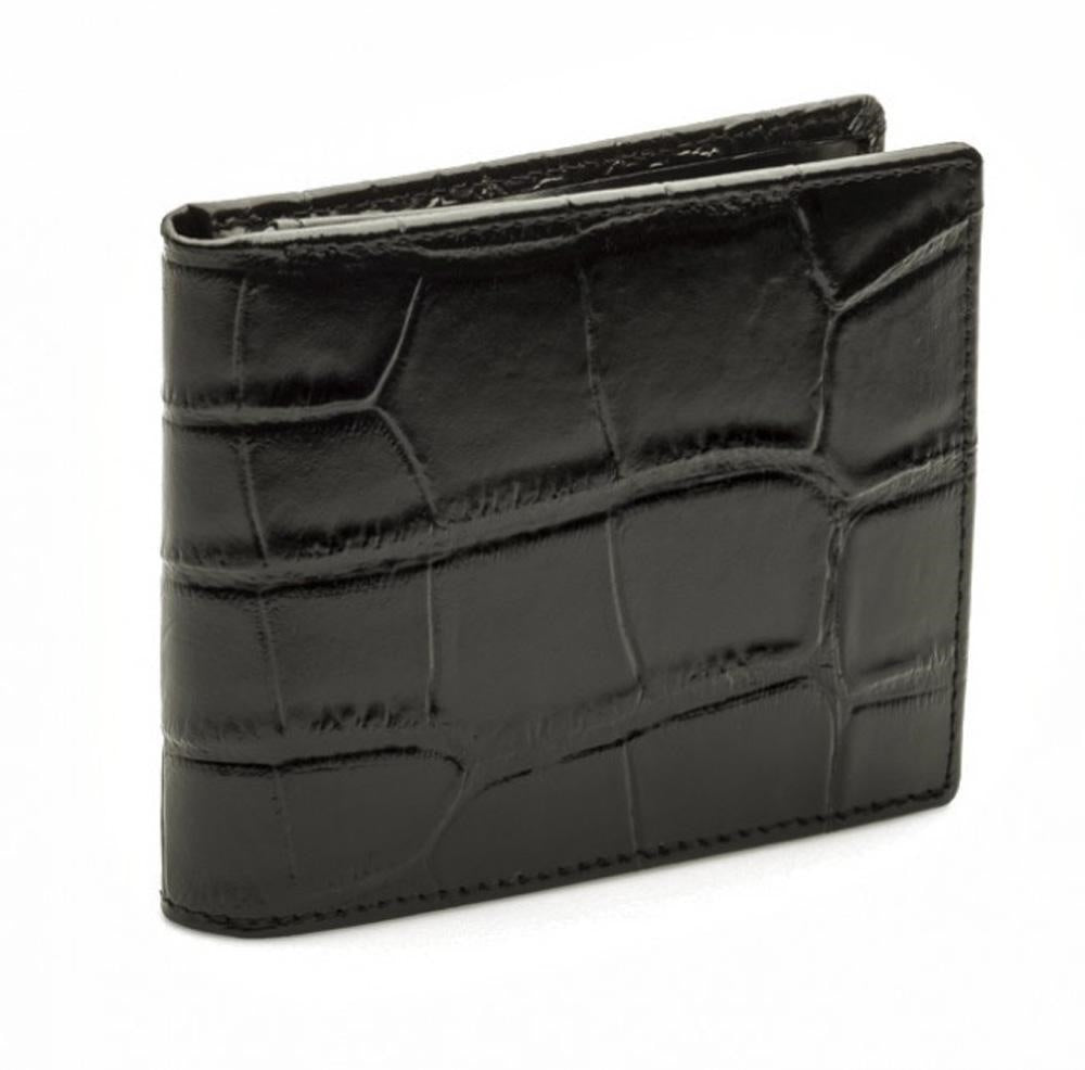 Portacarte in pelle nera con bottone, 12x9,5 cm