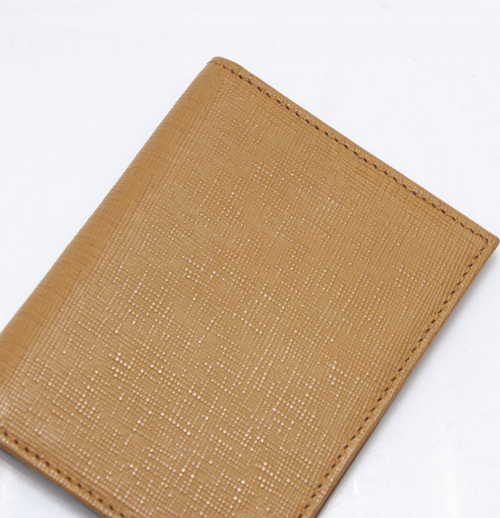 Portacarte senape in pelle, 8x10,5 cm