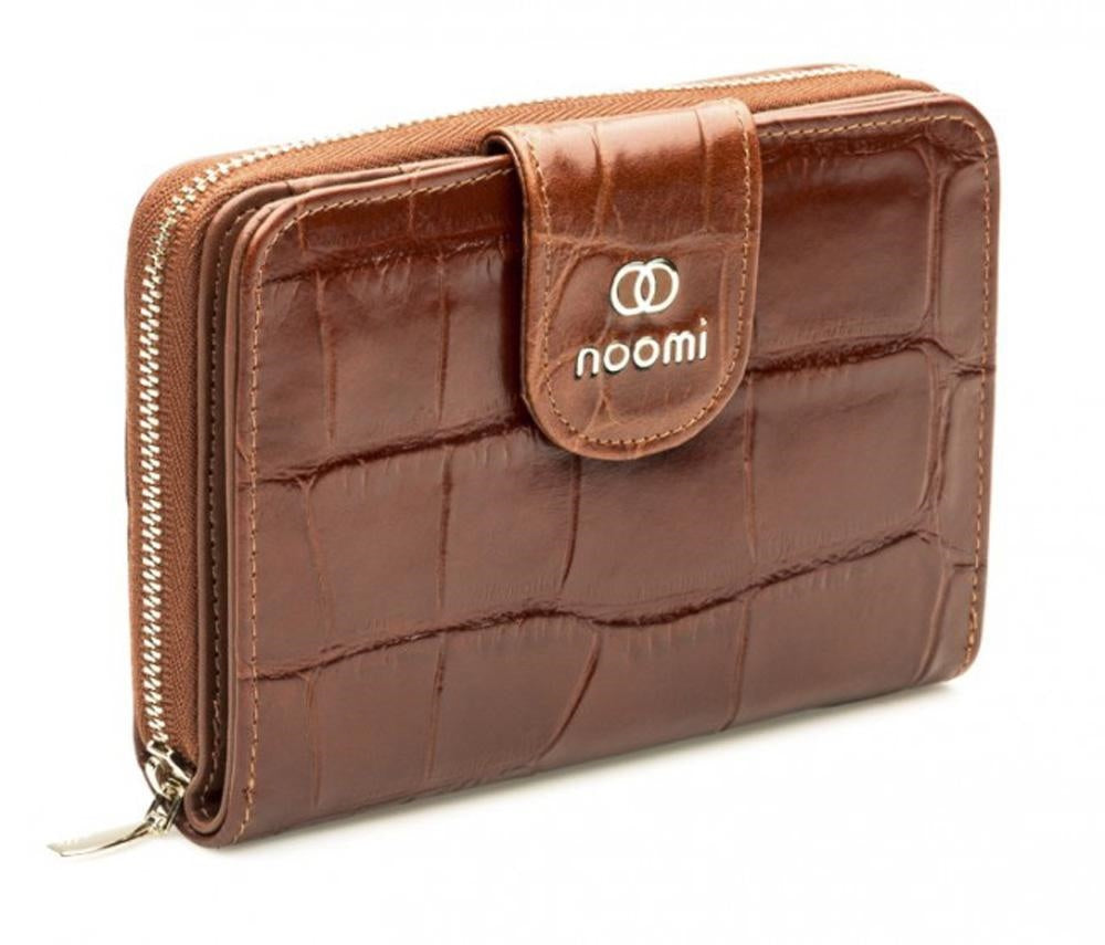 Portafoglio da donna in pelle cuoio stampa cocco con zip, 10,5x12 cm