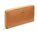 Portafoglio lungo da donna in pelle saffiano cuoio con zip, 20x10,5 cm