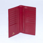 Portafoglio lungo sottile da donna in pelle rossa, 9x18 cm