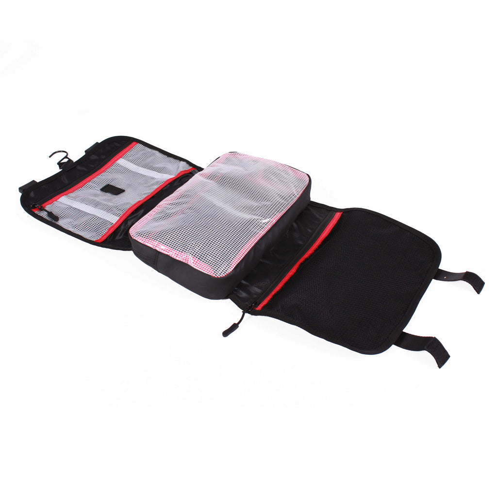 Beauty case da viaggio da appendere in nylon impermeabile nero, 28x7x22 cm
