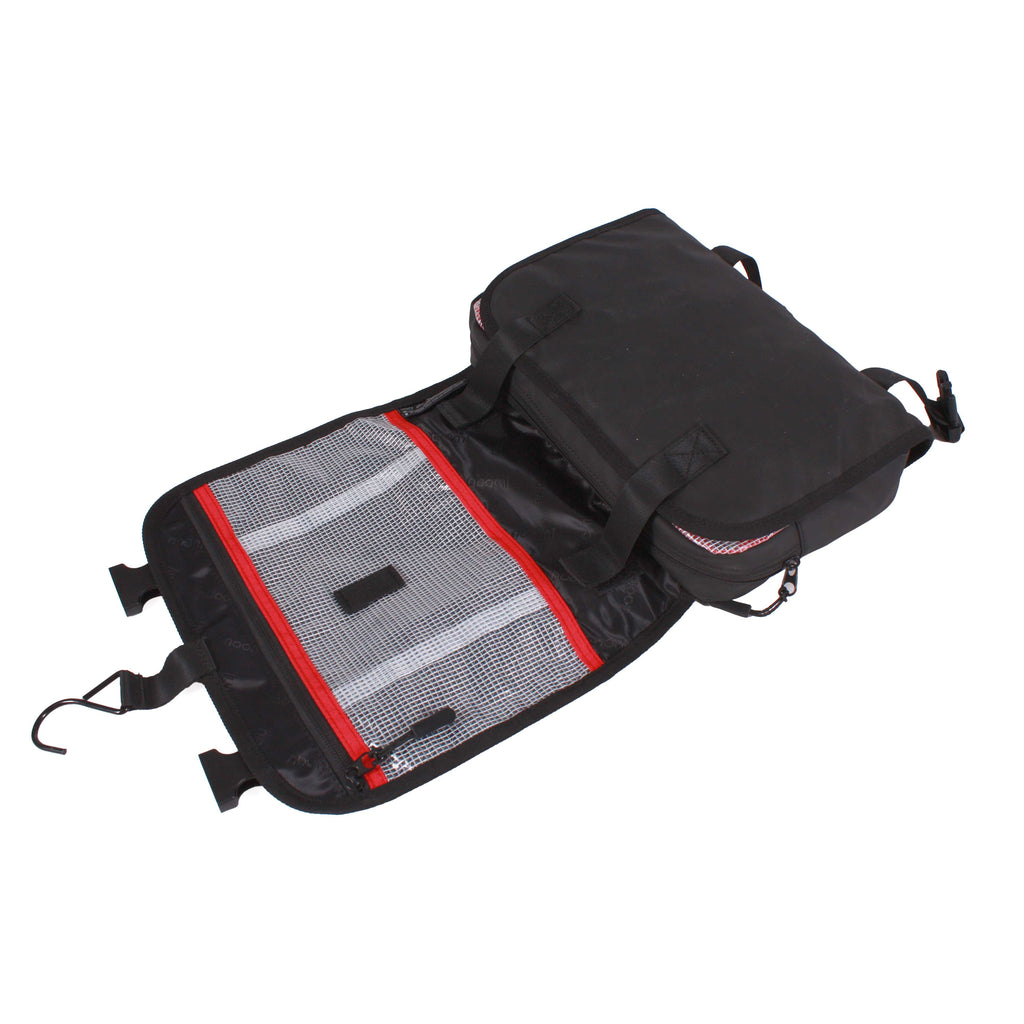 Beauty case da viaggio da appendere in nylon impermeabile nero, 28x7x22 cm