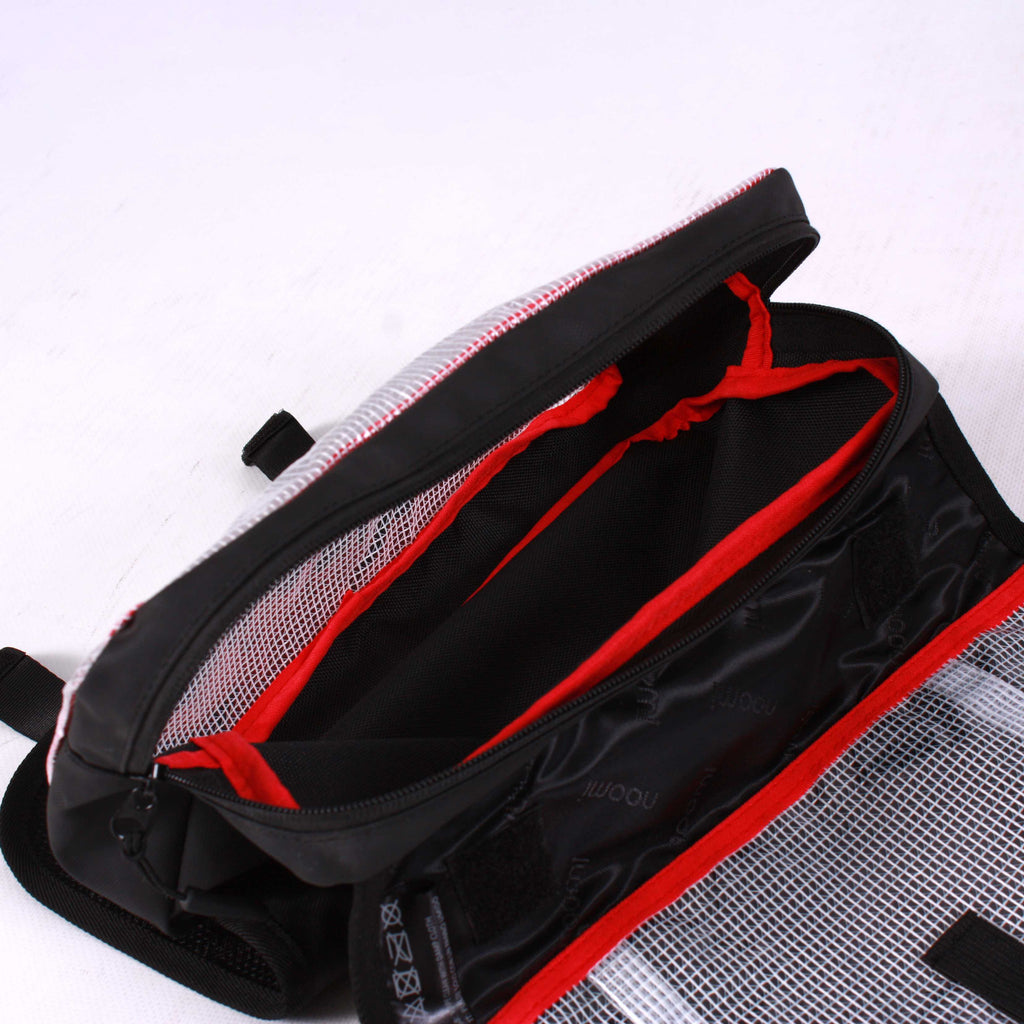 Beauty case da viaggio da appendere in nylon impermeabile nero, 28x7x22 cm