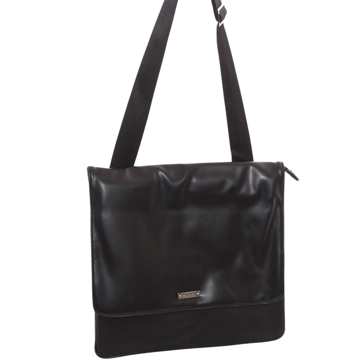 Borsa nera a tracolla in pelle, 33x31 cm