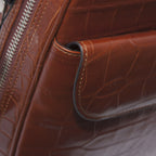 Cartella in pelle stampa cocco color cognac, 40x12H30 cm