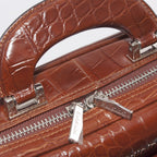 Cartella in pelle stampa cocco color cognac, 40x12H30 cm
