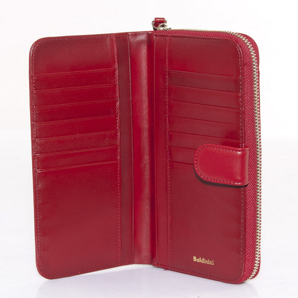 Portafoglio in pelle rossa, 20x12x3 cm