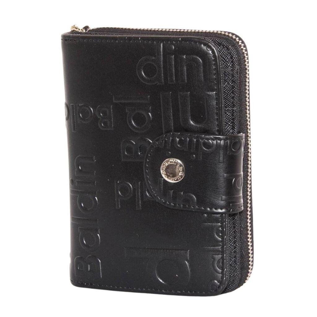 Portafogli da donna in pelle nera, 10,5H12 cm