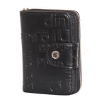 Portafogli da donna in pelle nera, 10,5H12 cm