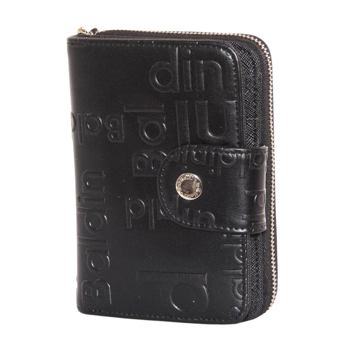 Portafogli da donna in pelle nera, 10,5H12 cm