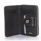 Portafogli da donna in pelle nera, 10,5H12 cm