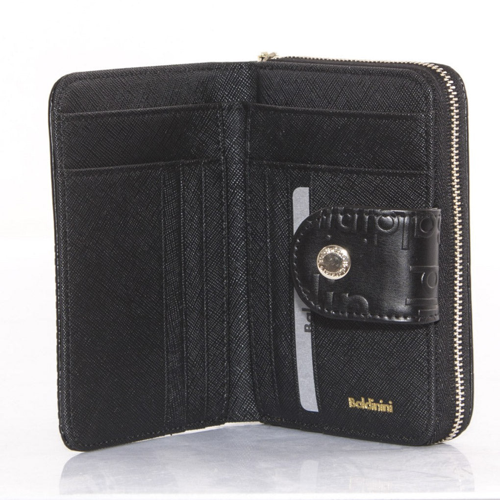 Portafogli da donna in pelle nera, 10,5H12 cm