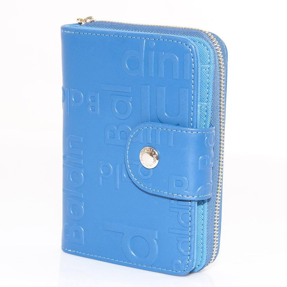 Portafoglio in pelle azzurra, 14x11H4 cm