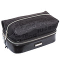 Beautycase in pelle e tessuto nero, 28x18H12 cm