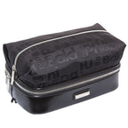 Beautycase in pelle e tessuto nero, 28x18H12 cm
