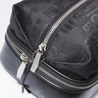Beautycase in pelle e tessuto nero, 28x18H12 cm