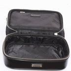 Beautycase in pelle e tessuto nero, 28x18H12 cm