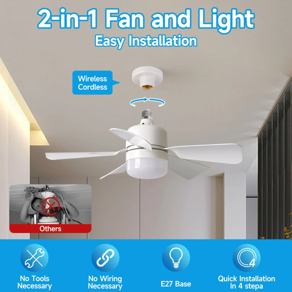 Ventilatore da Soffitto con Luce 30W, Telecomando e Dimmer, Moderna Lampada LED con Base E27, Adatto per – foto 5