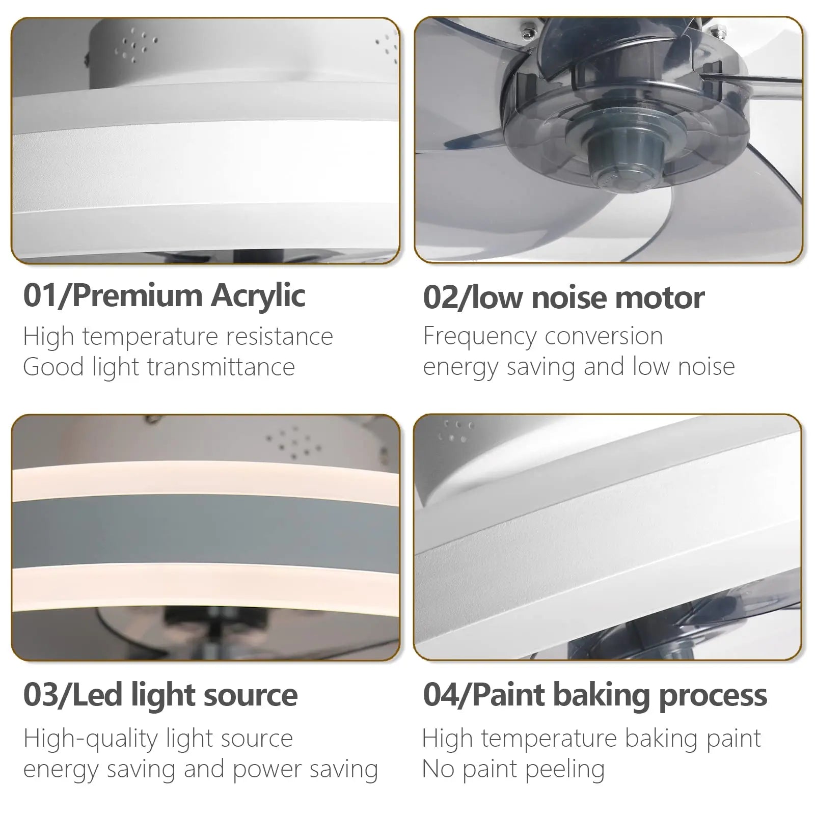 Ventilatore da soffitto decorativo con lampada LED e telecomando – dettaglio 5