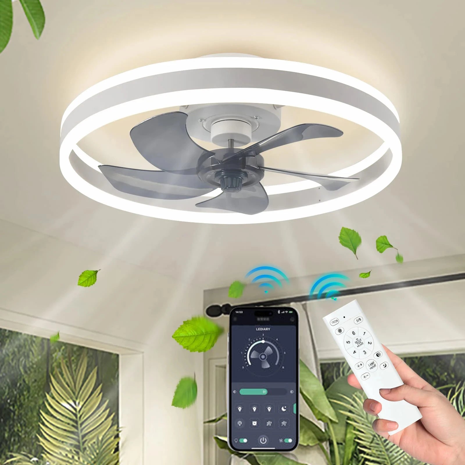 Ventilatore da Soffitto Intelligente con Luce e APP