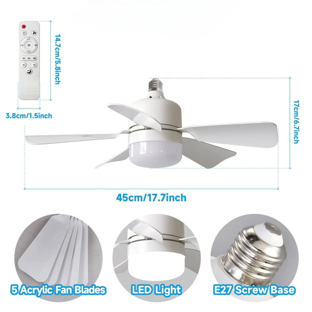 Ventilatore da Soffitto con Luce 30W, Telecomando e Dimmer, Moderna Lampada LED con Base E27, Adatto per – foto 6
