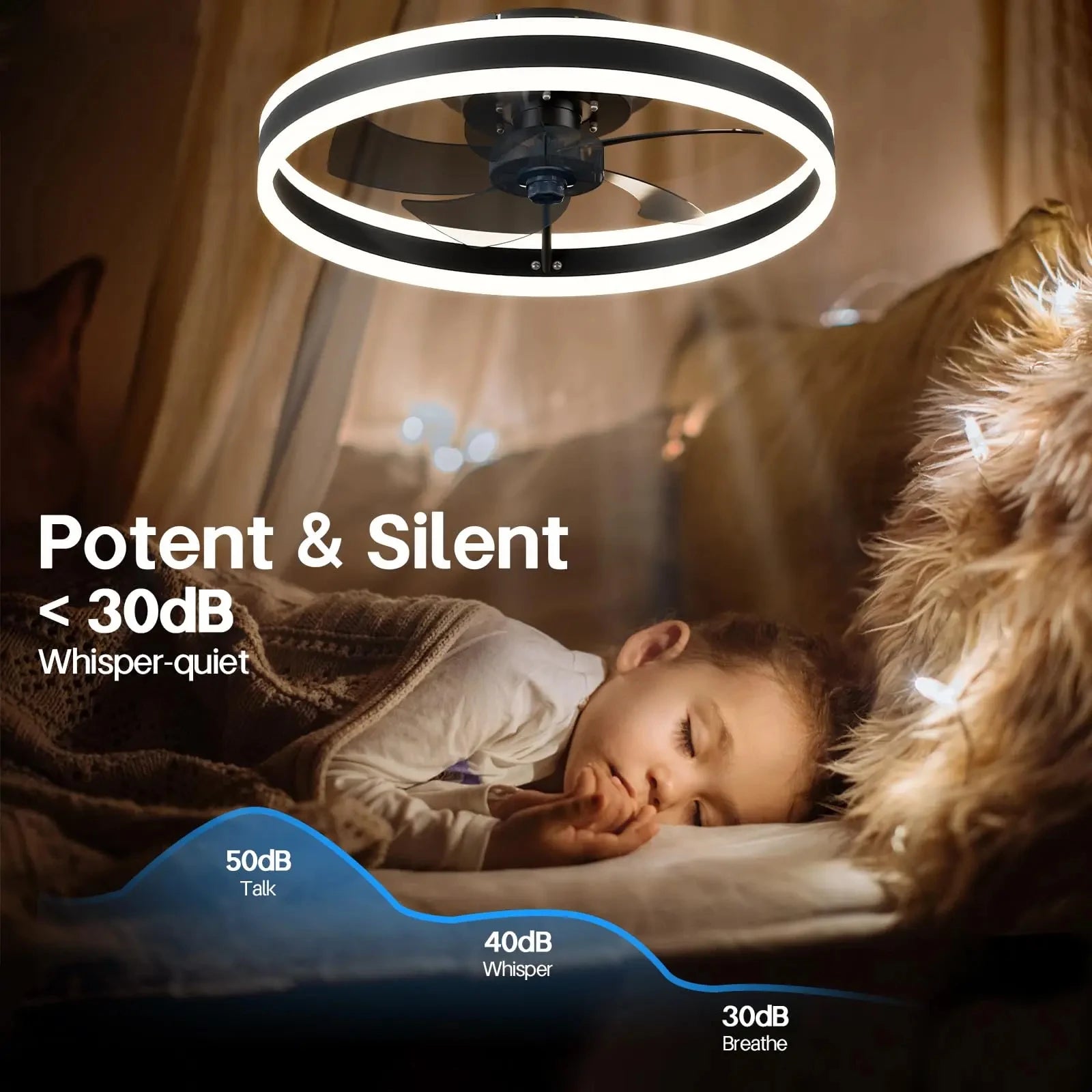 Ventilatore da Soffitto Intelligente con Luce e APP
