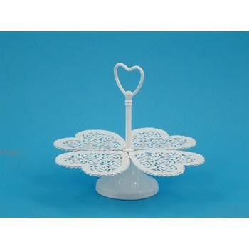 Alzata a cuori in ferro bianco lucido (kit da 5)