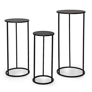 Alzata tonda ferro nero pezzi diam. 32h70, 27h60, 22x50 cm