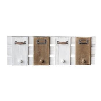 Appendino 4 posti bianco e marrone (kit da 3)