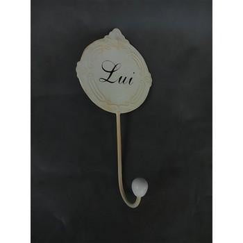 Appendino 1 posto in ferro bianco Lui (kit da 10)