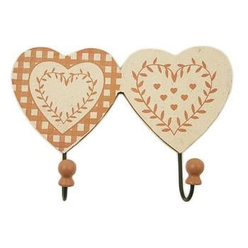 Appendino 2 posti con cuori marroncino (kit da 10)
